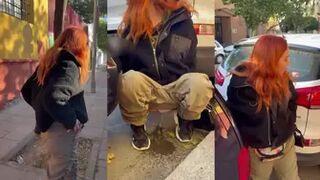 pissingvideos - Desperate and risky #public piss after 3...