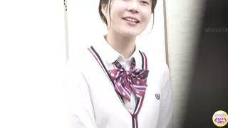 DLSL-494 01 School girls panicky run to restroom for emergency pee!