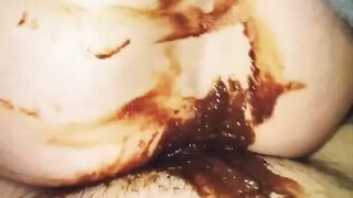 daddysaysgo/ Smearing shit all over my face in a bathrobe
