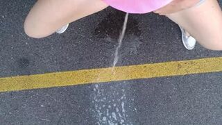 Candie Cane - Peeing onto the Pavement in the Middle of a Department Store Parking Lot!