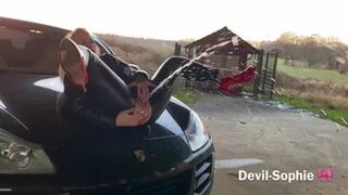 Devil-Sophie - Helpless down bitch wants to fuck! Outdoor latex piss fuck party extreme