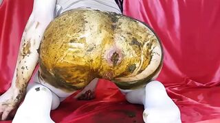 AnnaCoprofield - White Pantyhose. Black Toy. Filled Pussy