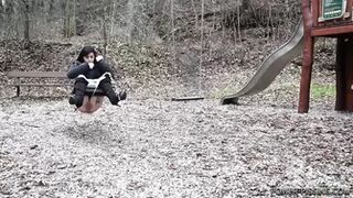 Annie - Swinging and peeing (034)