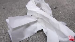 DLFF-115 Concrete pissing. Outdoor pee splashing by beautiful girls. #1