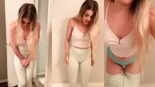 Desperate Blonde Teen Pissing Herself