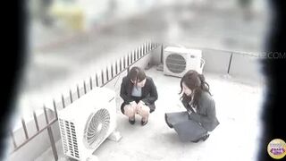 DLSL-353 02 Naughty office ladies mischief piss on the rooftop of the office building