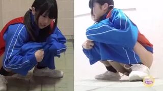 DLSL-082 01 Schoolgirls club activities Leaking or urinating in front of a sealed toilet