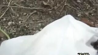 F15-09 01 Hot hips and erotic buttocks at sweet angles - outdoor pissing in half squatting position. (Invisible chair)