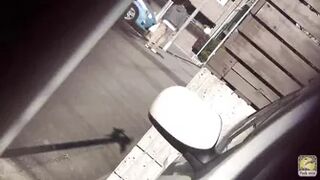 PM172 02 Peeing girls reaction on hidden camera. Outdoor urination peeping