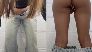Brunette-dulce - Pissing in a public bathroom, my vagina felt like a faucet, haha..