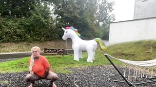 Steffiblond - pissed in front of the VILLA | BE A UNICORN UNIQUE & CHARMING