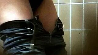 True voyeur spy in a public toilet
