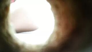 Girl uses the toilet to pee