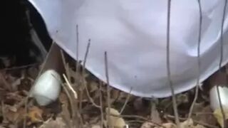 bride and maids peeing