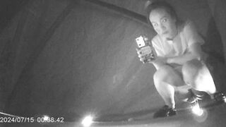 Desperate Chinese girl peeing in a hidden corner of a night market with no toilet 2