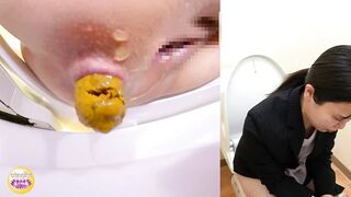 DLSL-665 07 Toilet next to the kitchenette: Constipated woman's farts are audible and defecated