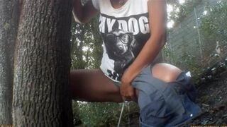 Girl Pulls Panties Aside to Piss