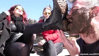 NINA MOROVIC - A trip to the mountains - OUTDOOR INHUMAN trampling and boot worship IN THE SNOW (EXTREME CRAZY CLIP!)