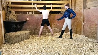 Sadistic Stables Sack Smashing extreme ballbusting and cropping punishment