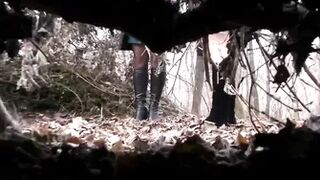 Girls pee in the park at the wedding 8